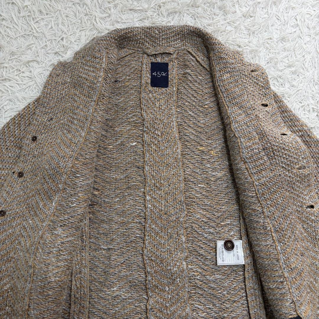 16998✨45R リネンざっくりニットのジャケット ヘリンボーン ツイード