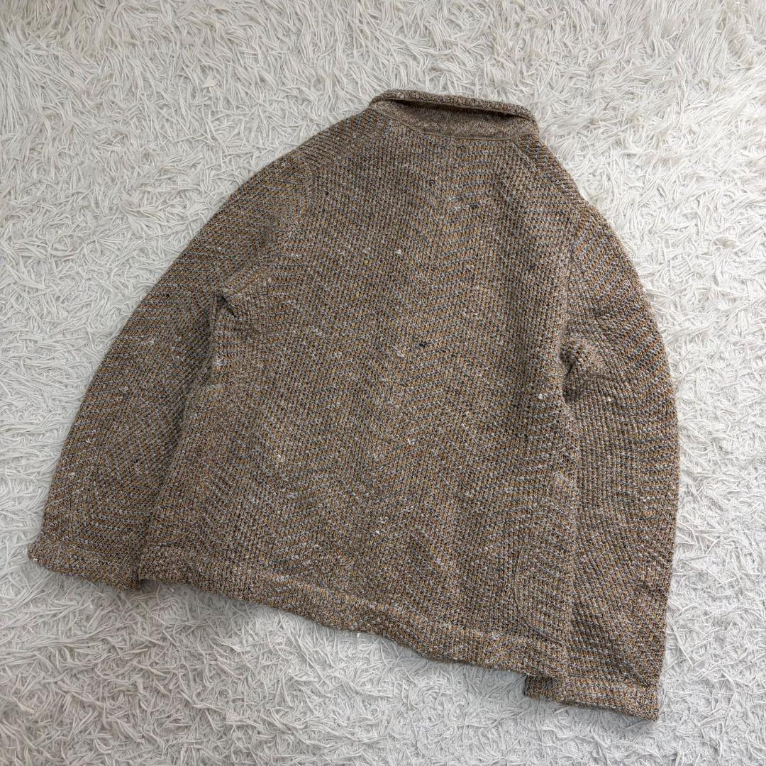 16998✨45R リネンざっくりニットのジャケット ヘリンボーン ツイード