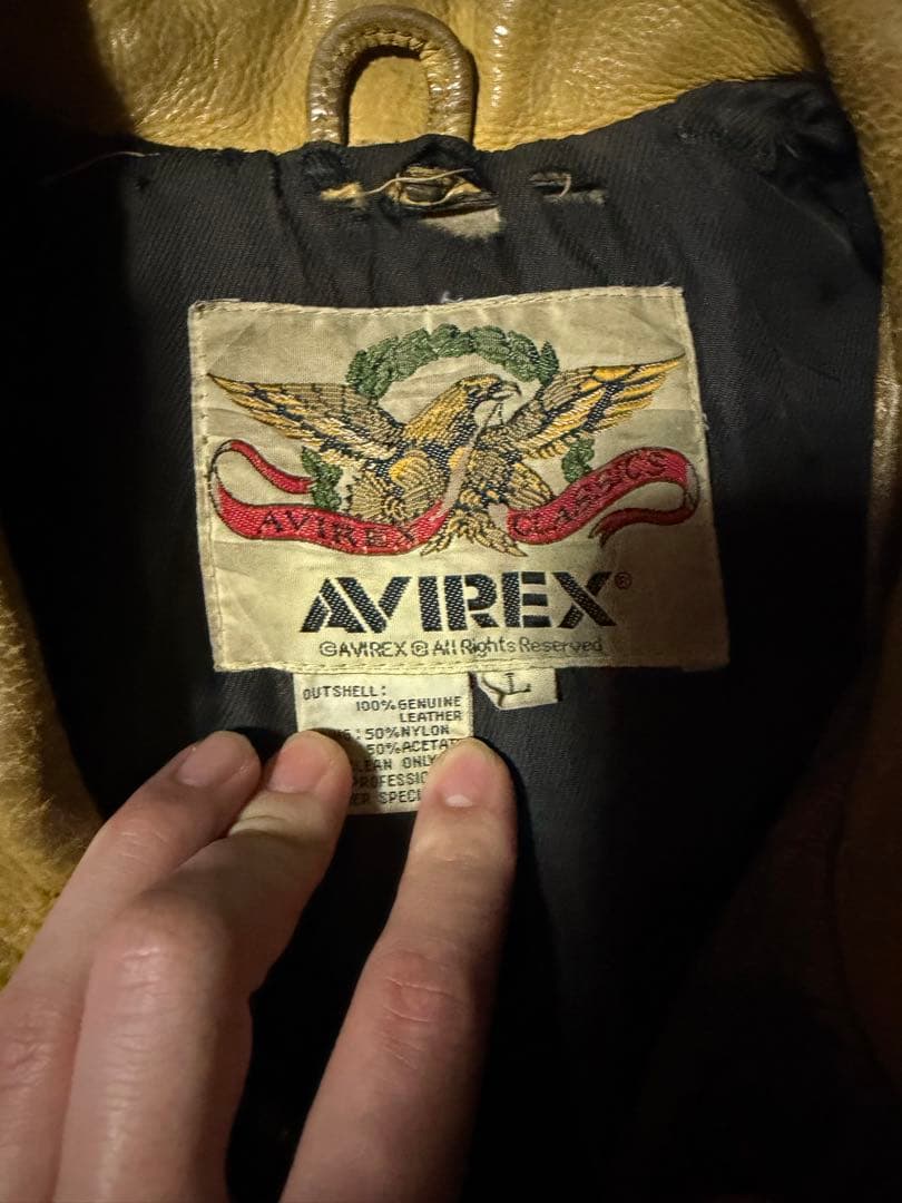 AVIREX 本革 レザージャケット パッチ付き