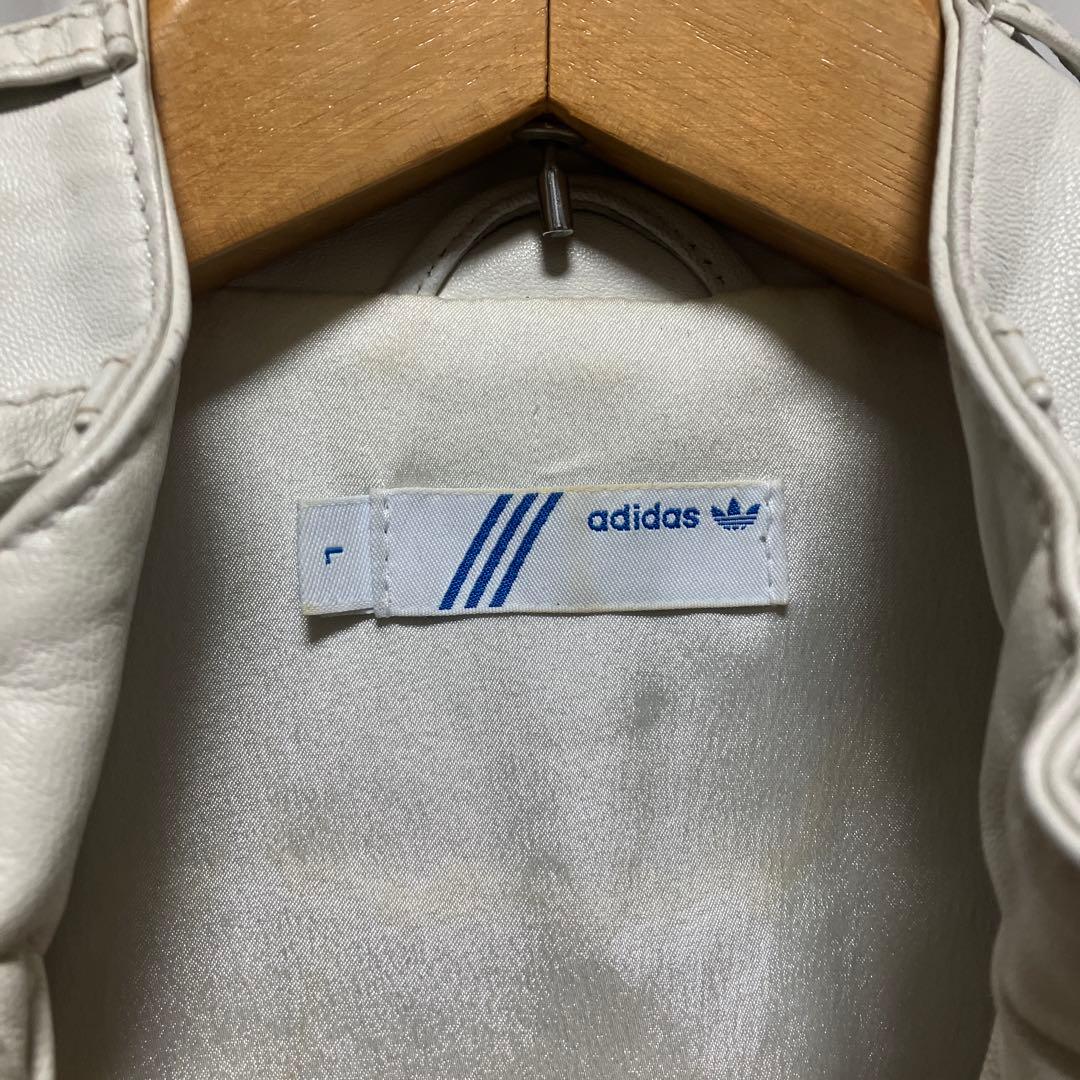 コ*ー様 【限定SALE】adidas ホワイトレザー ライダースジャケット ビ