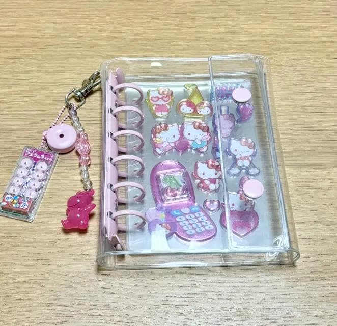 A7バインダー6穴　シルバーｘ2　ピンク　ブルー　ハードリフィル角丸加工20枚付