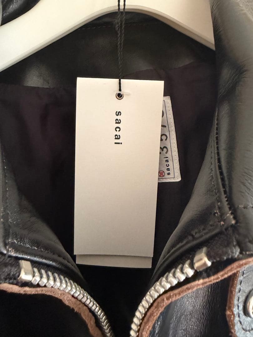 sacai ブラックレザージャケット 25-0357M size1 25ss