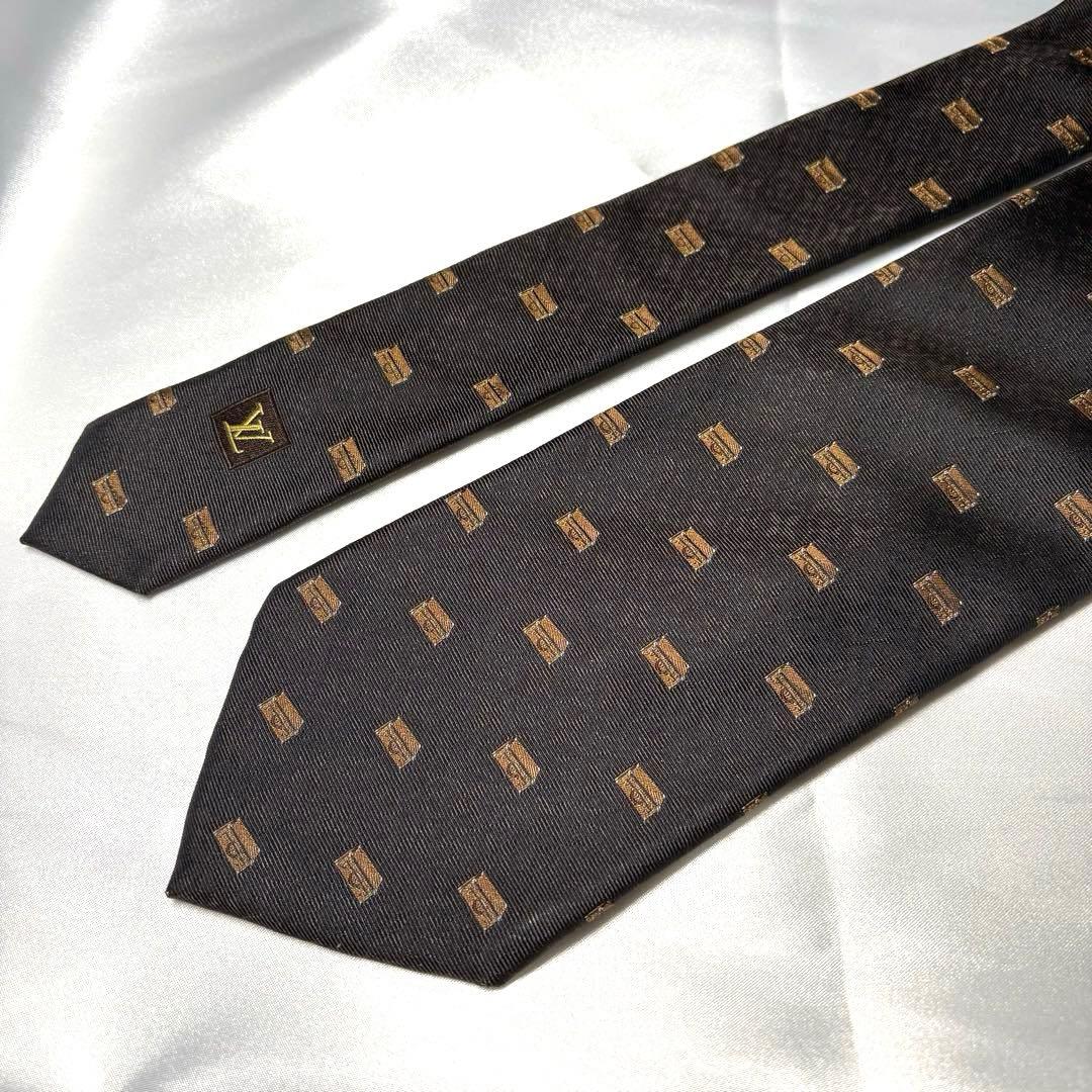 【LOUIS VUITTON】ネクタイ トランク シルク100 総柄 LV