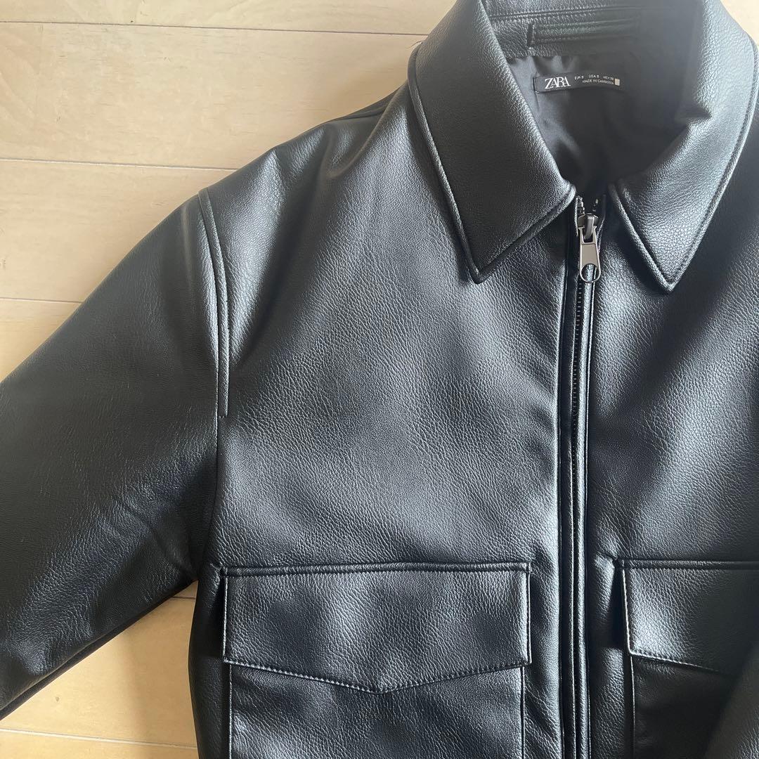 ZARA 黒 フェイクレザージャケット　　最終値下げです