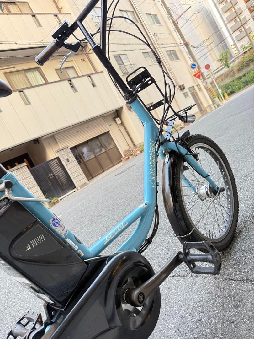 大阪府　パナソニック　 電動アシスト自転車 水色