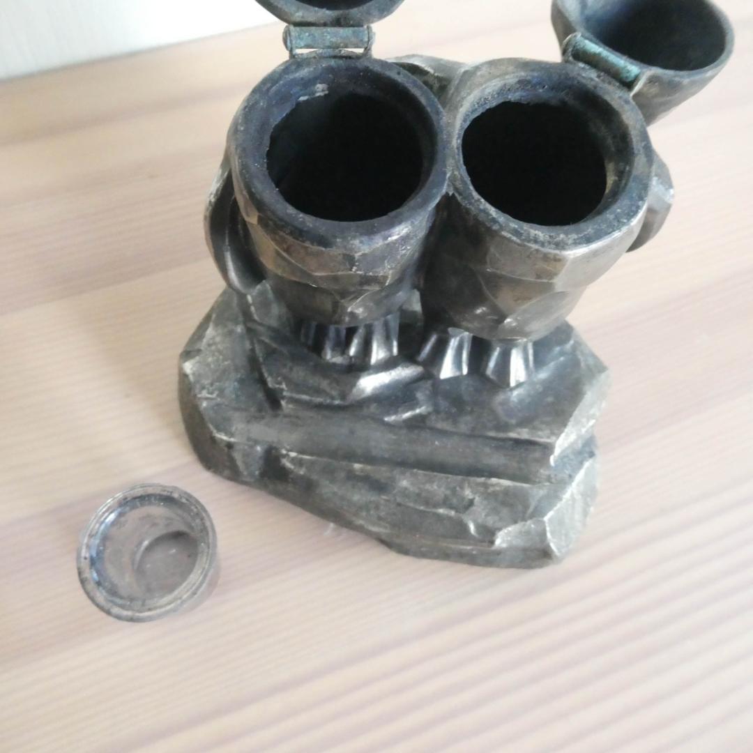 インク壺　ビンテージ／骨董品　金属製（ピューター？）　日本製