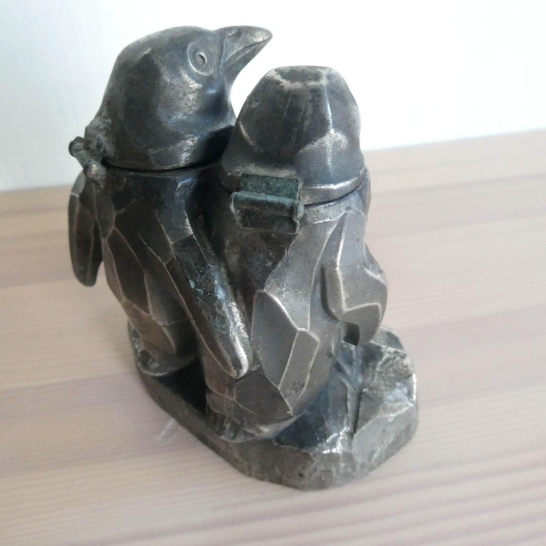 インク壺　ビンテージ／骨董品　金属製（ピューター？）　日本製
