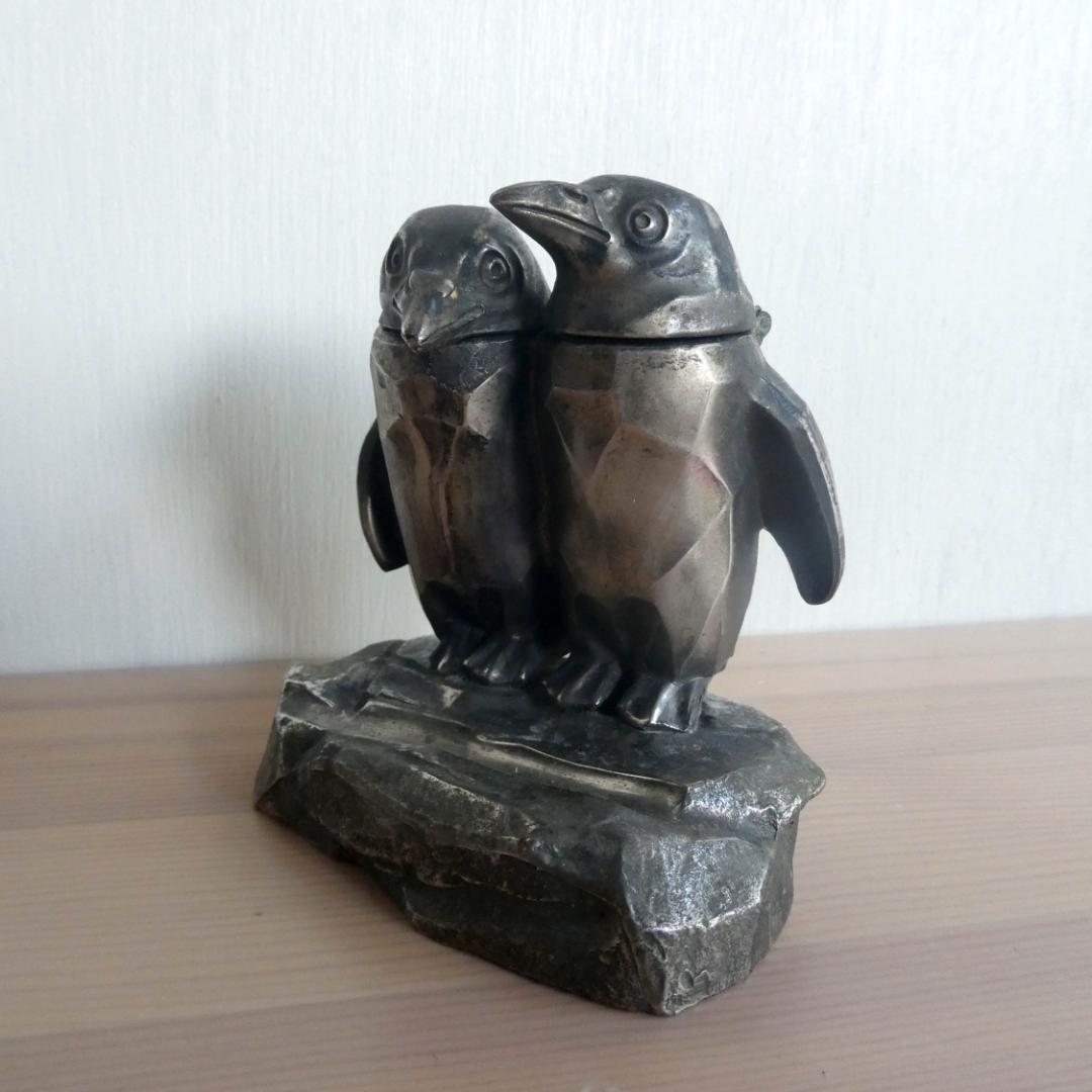 インク壺　ビンテージ／骨董品　金属製（ピューター？）　日本製