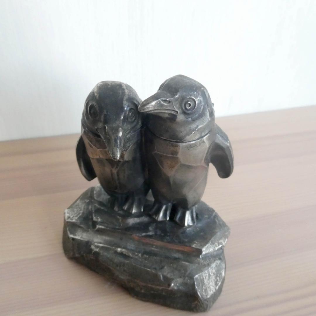 インク壺　ビンテージ／骨董品　金属製（ピューター？）　日本製