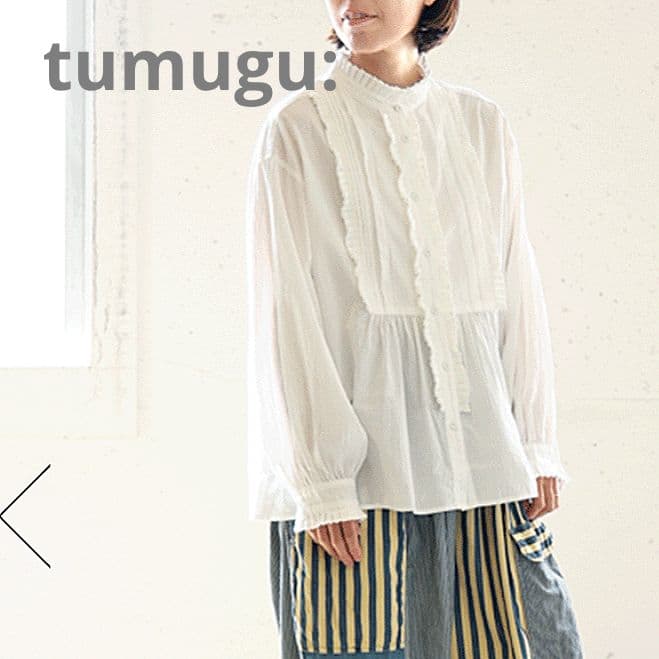 tumugu: ツムグ ふわふわコットン タック フリル ギャザー ブラウス