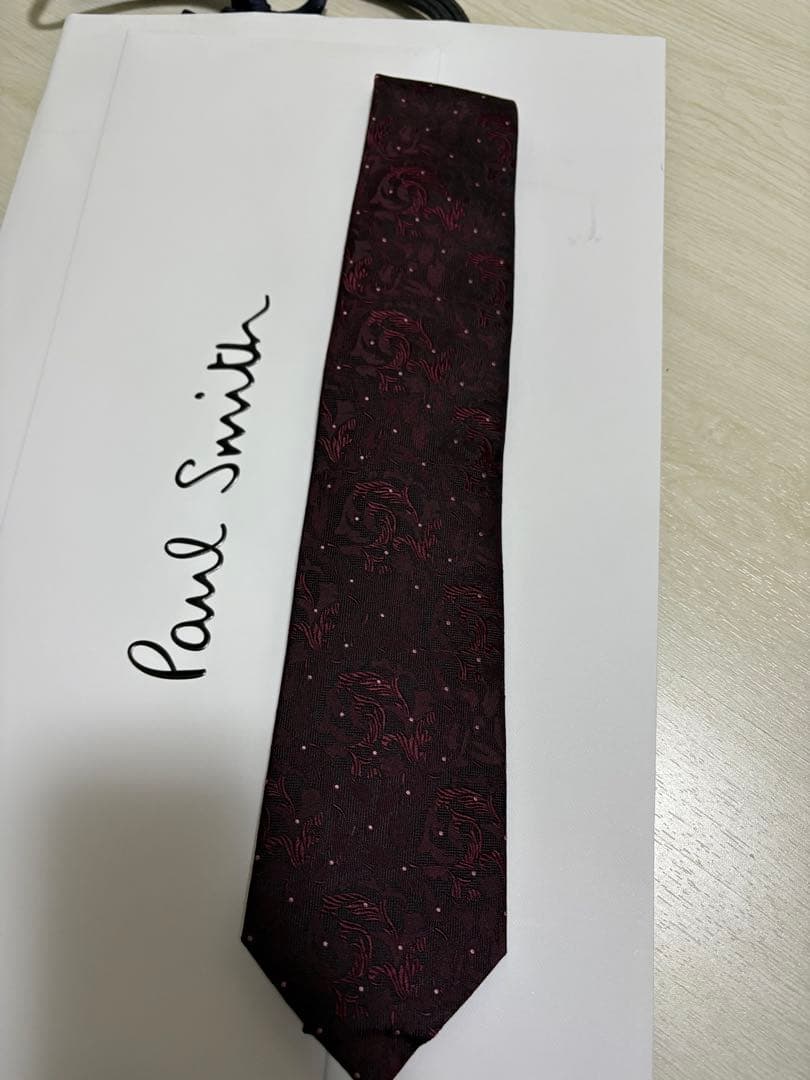 Paul Smith バーガンディ ペイズリー ネクタイ