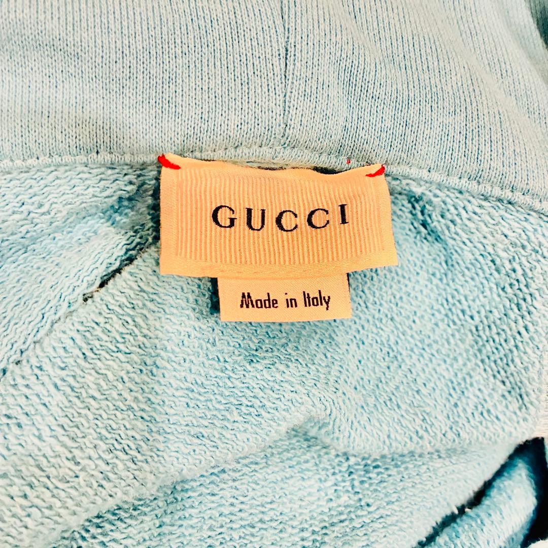 GUCCI グッチ オーバーサイズ パーカー サイドライン ブルー