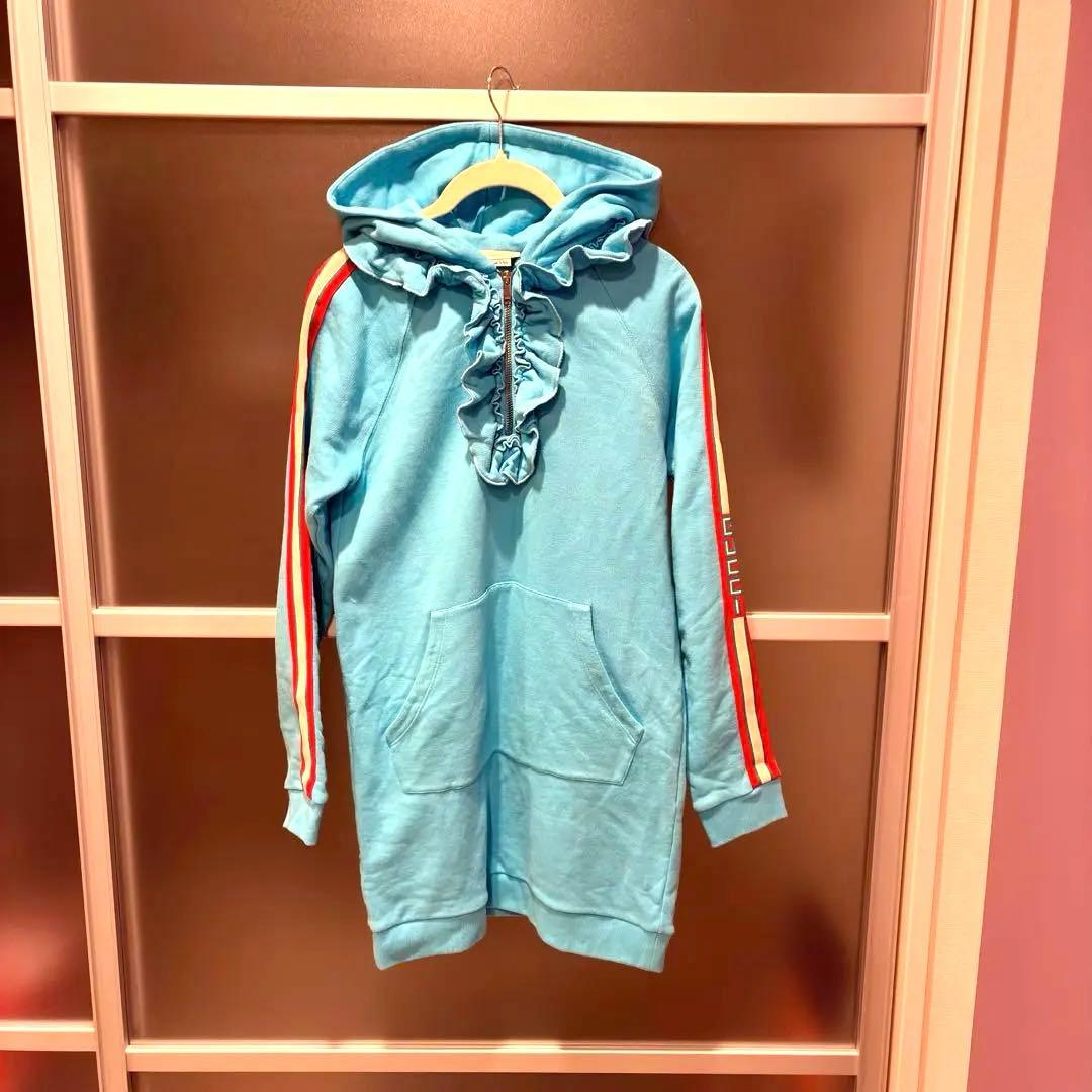 GUCCI グッチ オーバーサイズ パーカー サイドライン ブルー