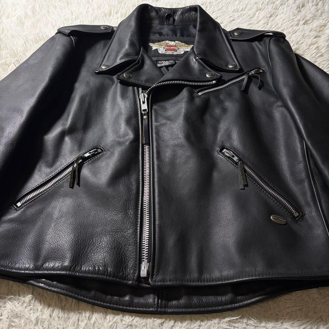 c*o様 美品■ハーレーダビッドソン　ライダースジャケット　ダブル　本革　ブラッ