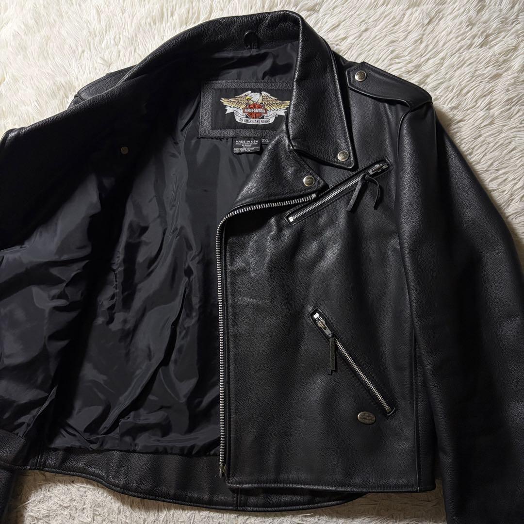 c*o様 美品■ハーレーダビッドソン　ライダースジャケット　ダブル　本革　ブラッ