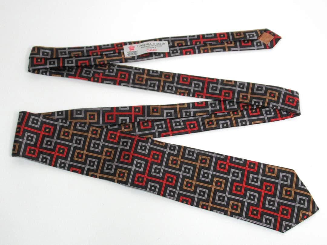 TURNBULL&ASSER ターンブル＆アッサー シルク ネクタイ 幾何学柄