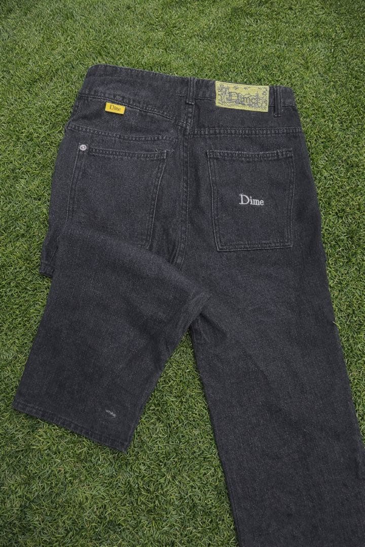 Dime ブラックデニム ワイドレッグパンツ