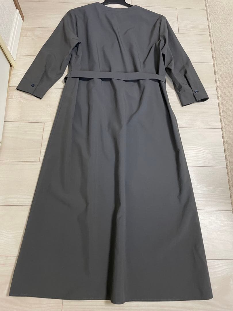 misamo チャコールグレー の七分袖ロングワンピース ベルト付き