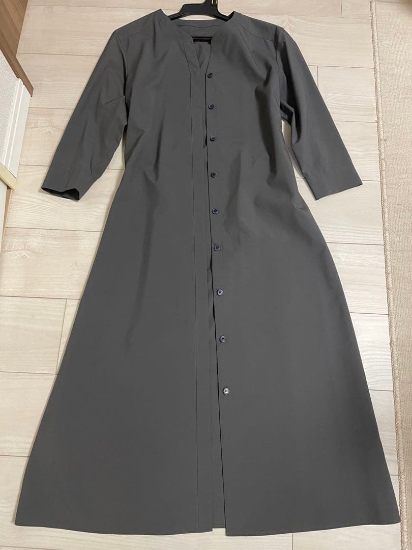 misamo チャコールグレー の七分袖ロングワンピース ベルト付き