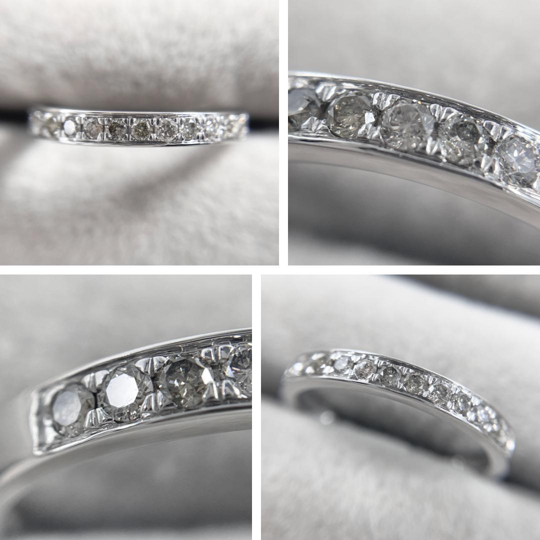 K18WG 天然ダイヤモンド 0.30ct ハーフエタニティリング