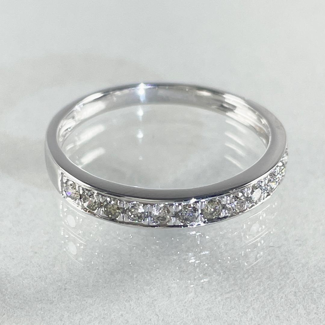 K18WG 天然ダイヤモンド 0.30ct ハーフエタニティリング