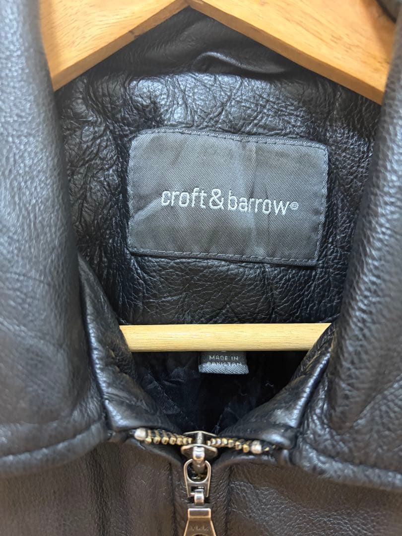 croft&barrow レザージャケット 黒 S 古着 短丈 本革 激レア