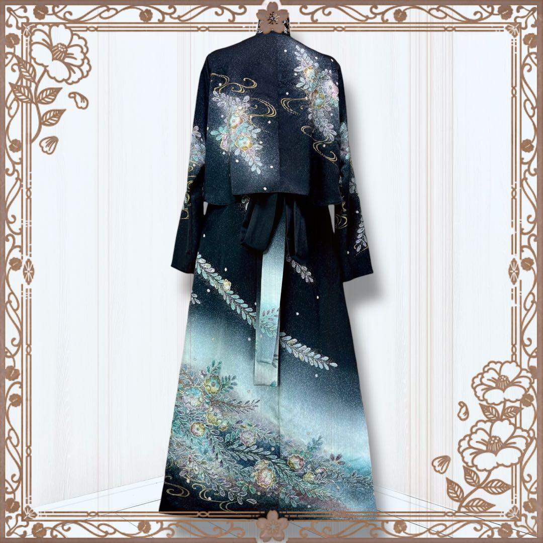 ふぅ☆　着物リメイクワンピース　訪問着　ドレス　辻が花　ボレロ付き　リピ割
