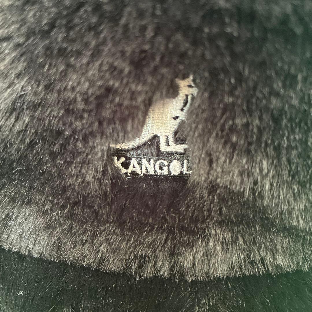 L 美品 KANGOL カンゴール フェイクファーハット ボアハット ブラック