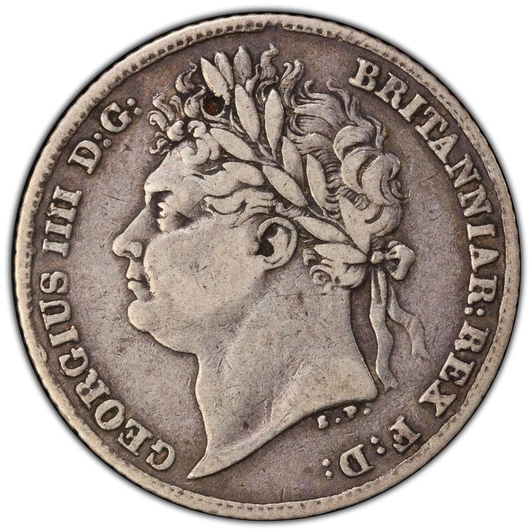 PCGS-VFグレード　ダメージ　イギリス　ジョージ4世　1825　６ペンス