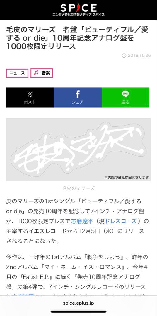 毛皮のマリーズ　EP ビューティフル　BEAUTIFUL 1000枚限定　特典付