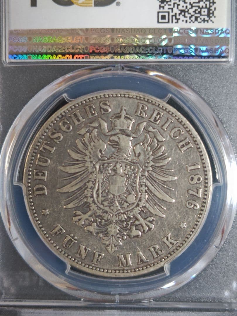 稀少　1876-C　独 プロイセン ヴィルヘルム1世　5M銀貨
