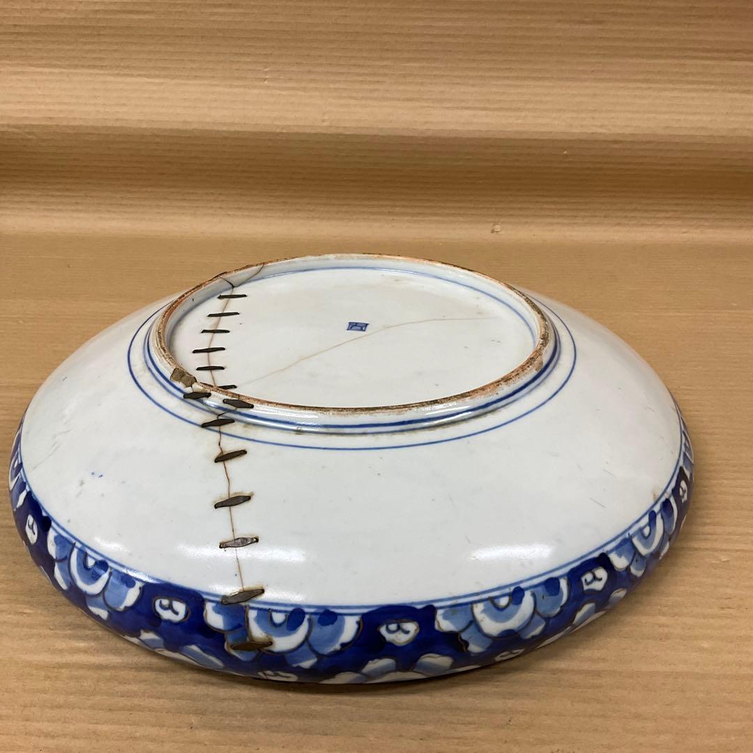 古伊万里　絵皿　大皿　鎹継義、かすがいつぎ　鎹止め　かすがいどめ