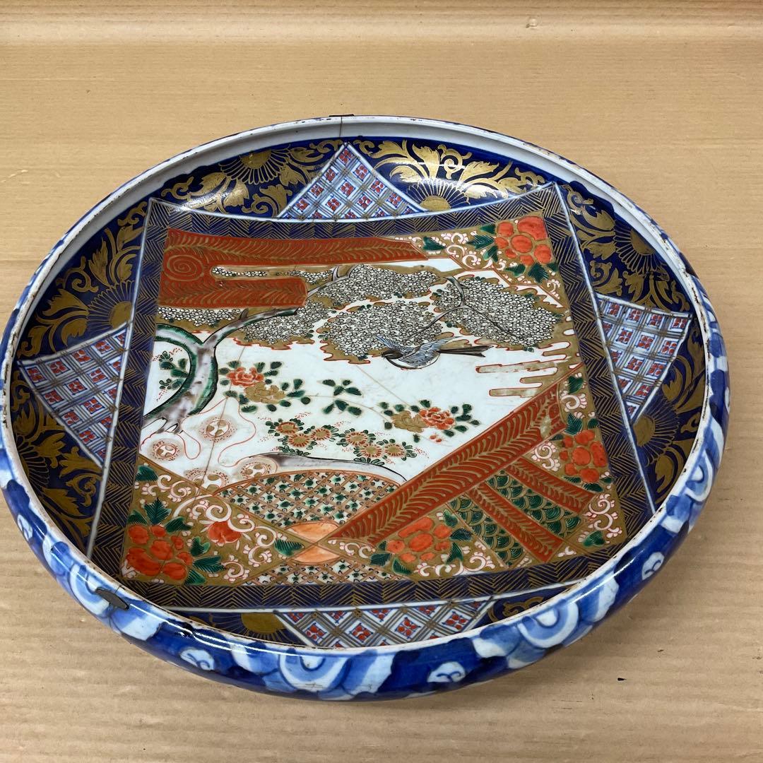 古伊万里　絵皿　大皿　鎹継義、かすがいつぎ　鎹止め　かすがいどめ