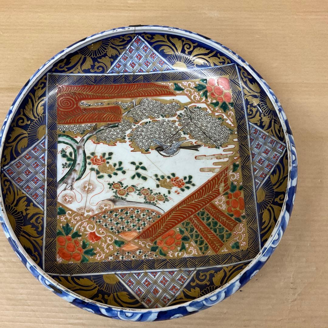 古伊万里　絵皿　大皿　鎹継義、かすがいつぎ　鎹止め　かすがいどめ
