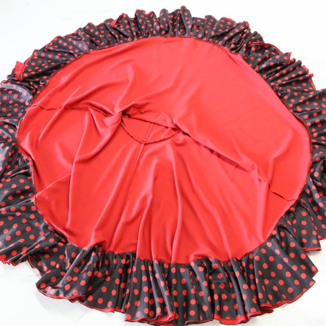 【美品 日本製フラメンコ衣装】鮮やかレッド Chacott チャコット ファルダ