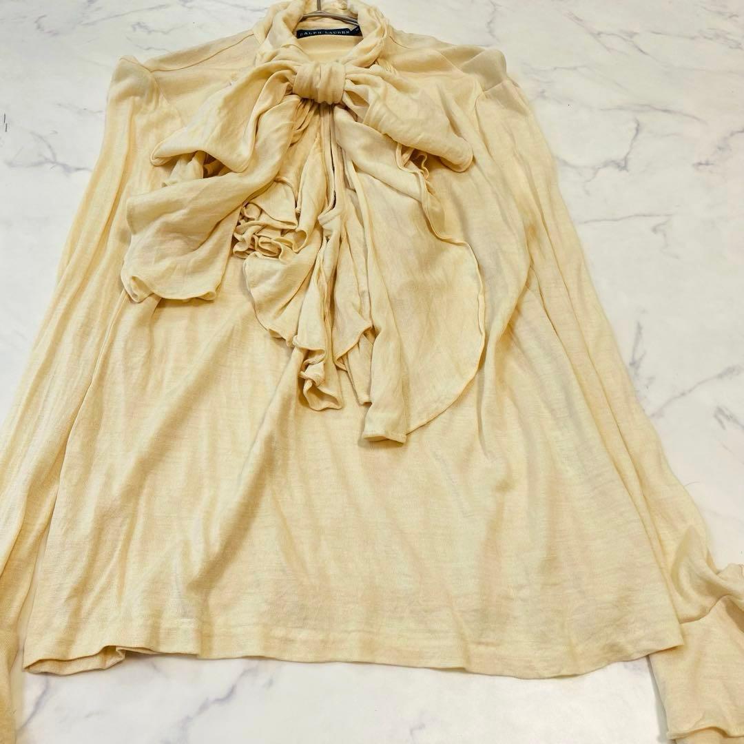 RALPH LAUREN ラルフローレン　シルク100%フリルボウタイブラウス