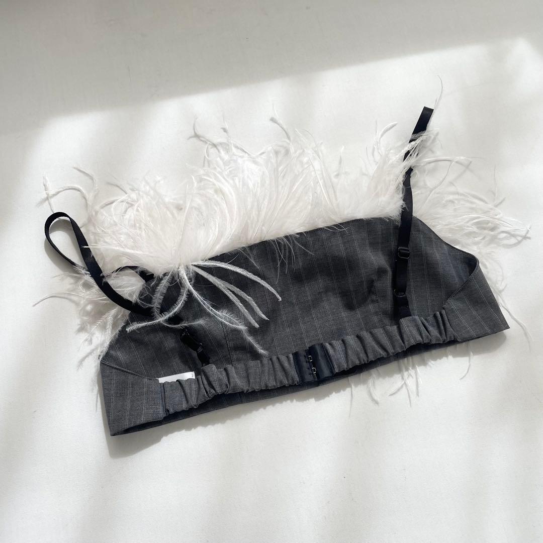 トップス KISHIDAMIKI - ostrich feather bra(WHITE)