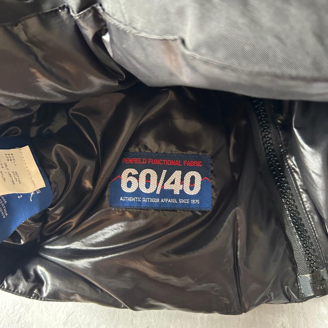 Penfield EDIFICE 別注 60/40 ダウンベスト 本革レザー 黒