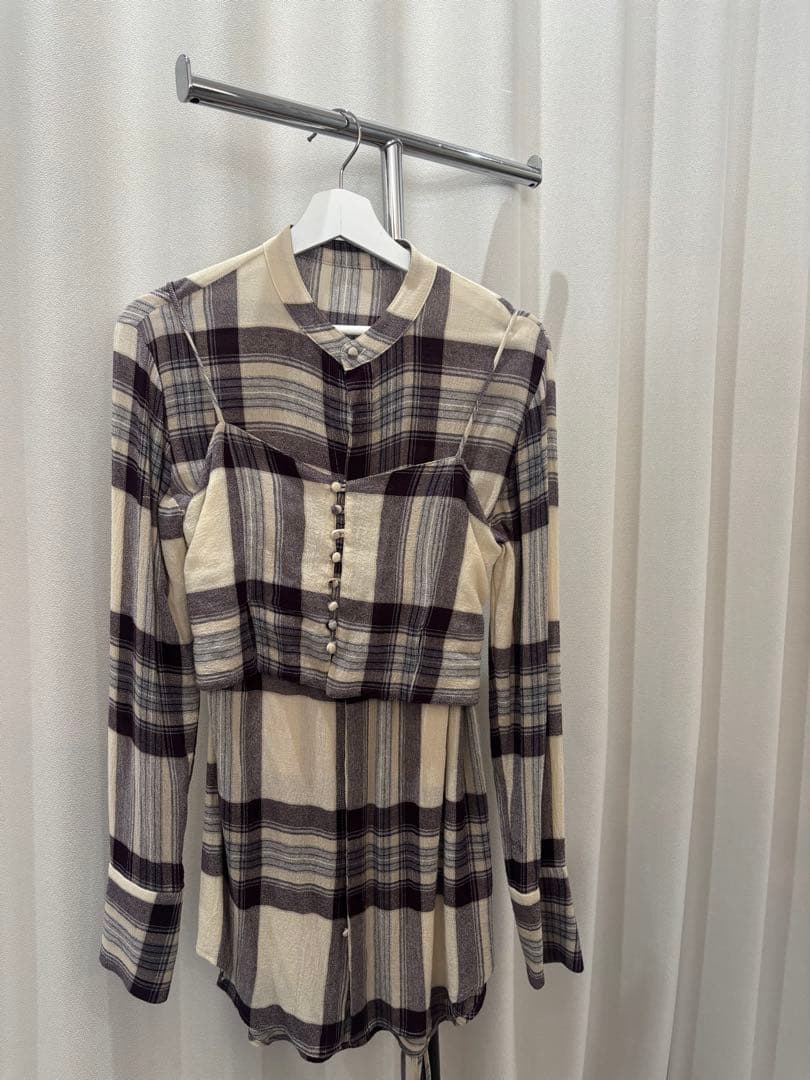 TODAYFUL ソフトウールロングシャツ ビスチェセット チェック F
