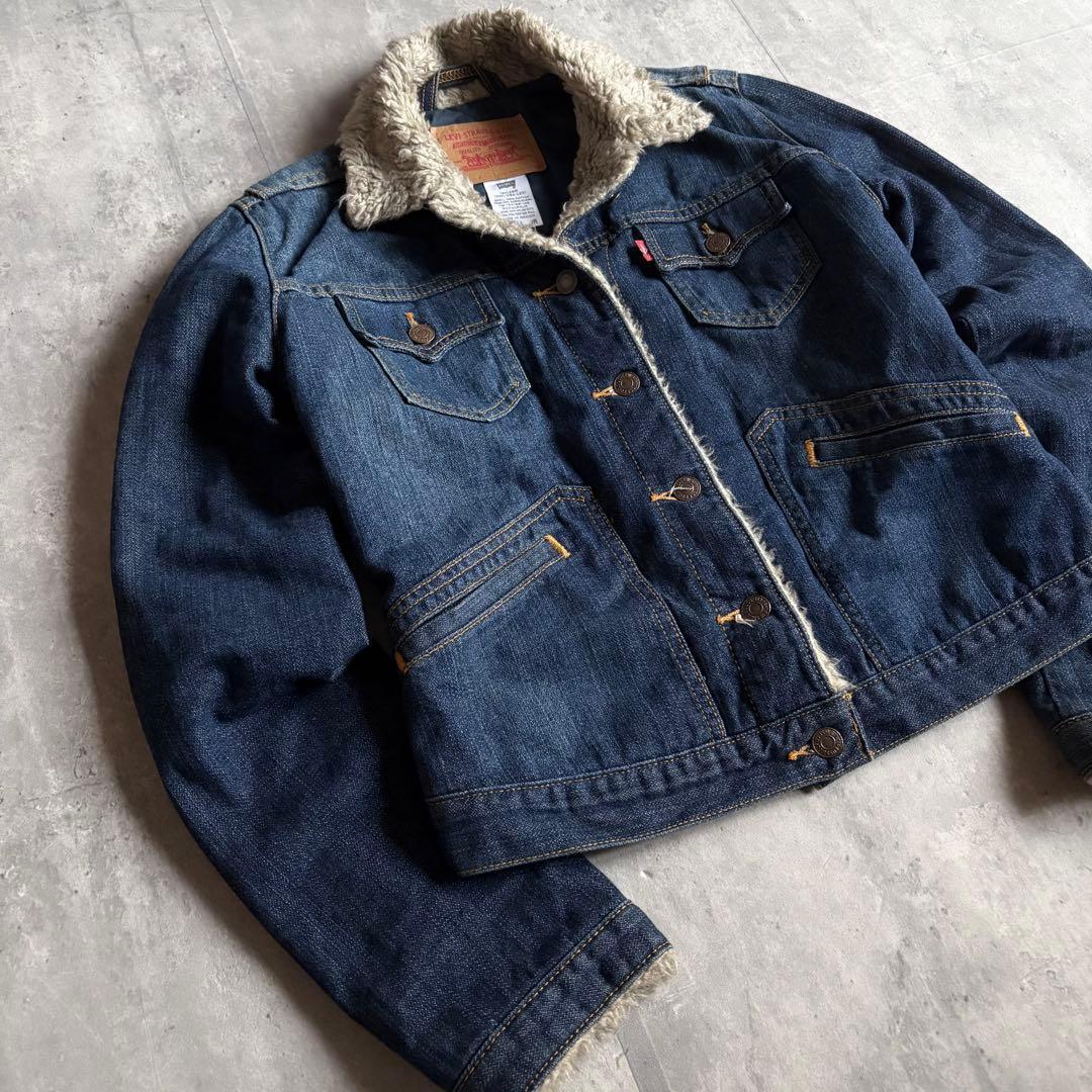 【00s Levi's】デニムジャケット　ボア　キルティング　メキシコ製　短丈
