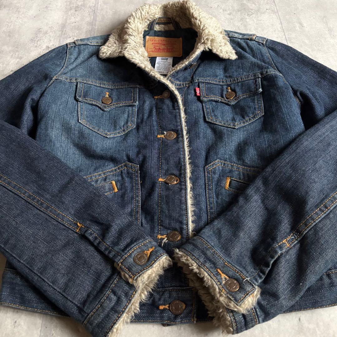 【00s Levi's】デニムジャケット　ボア　キルティング　メキシコ製　短丈