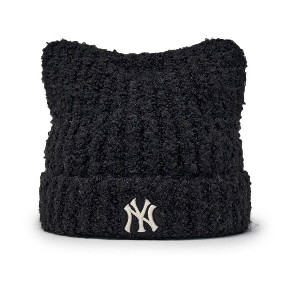 MLB Korea ブラック 黒 ビーニー 猫耳 韓国 カリナ着用 新品 ニット