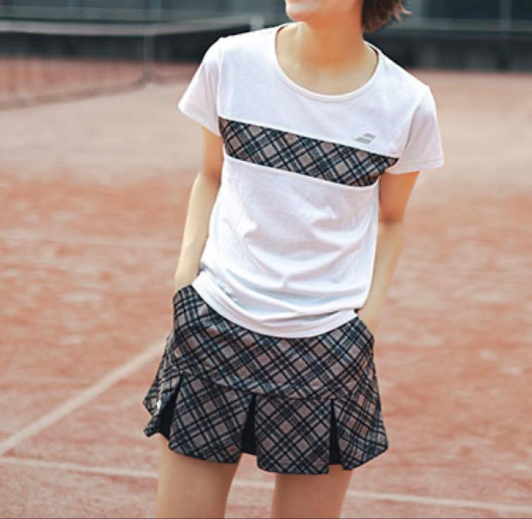 バボラ セットアップ 秋色カラー Tシャツ スコート M オフホワイト チェック