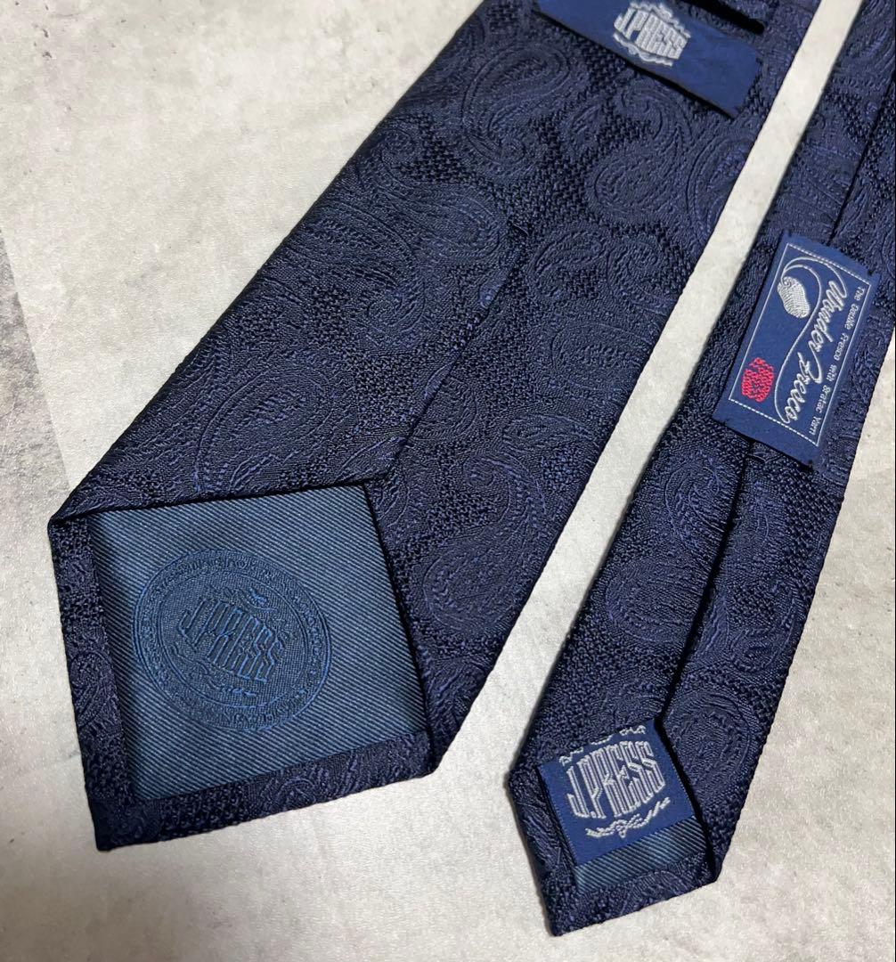 J.PRESS ネクタイ ネイビー ペイズリー柄 刺繍