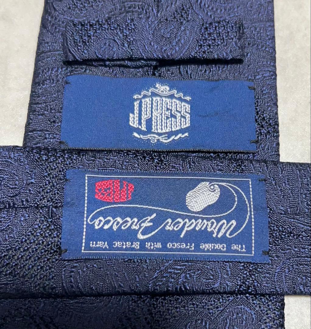J.PRESS ネクタイ ネイビー ペイズリー柄 刺繍