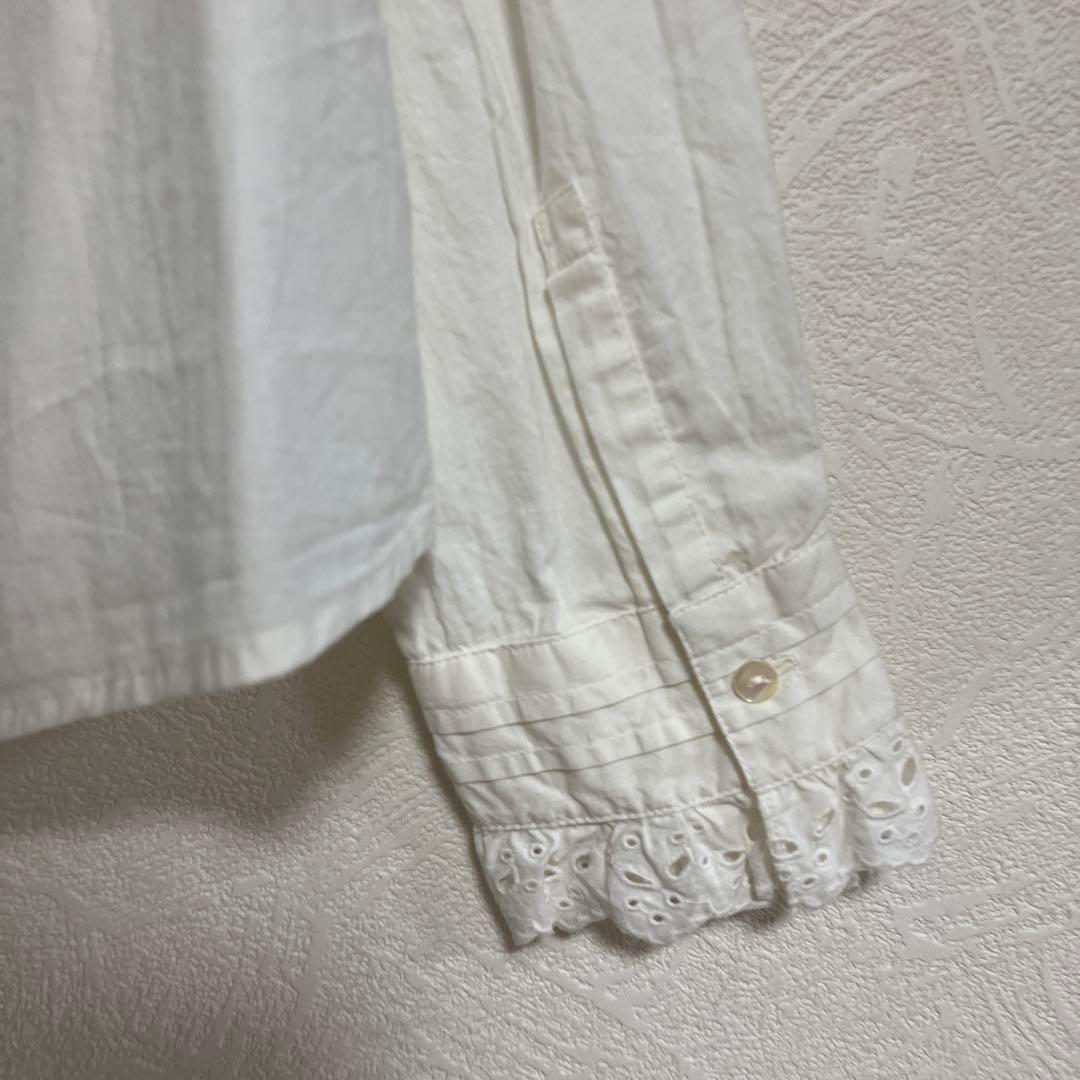 新品未使用　CASA FLINE コットンフリルブラウス　白　ホワイト