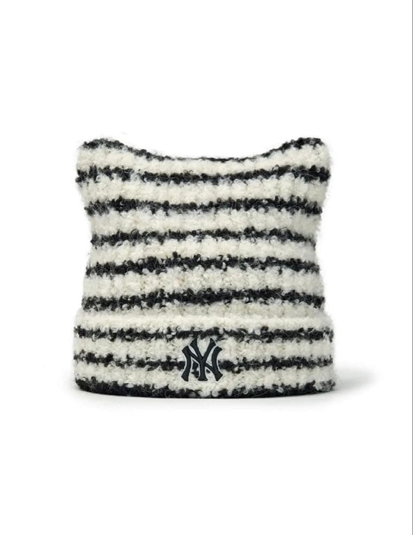 【MLB KOREA】猫耳ビーニー＊ボーダー＊ aespaカリナ着用＊新品