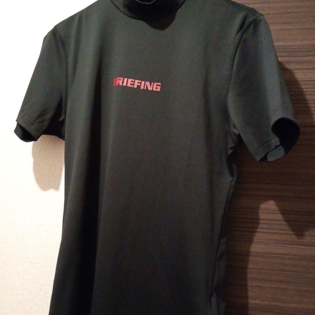 ブリーフィングゴルフメンズBRIEFING ハイネック 半袖シャツ 黒サイズS