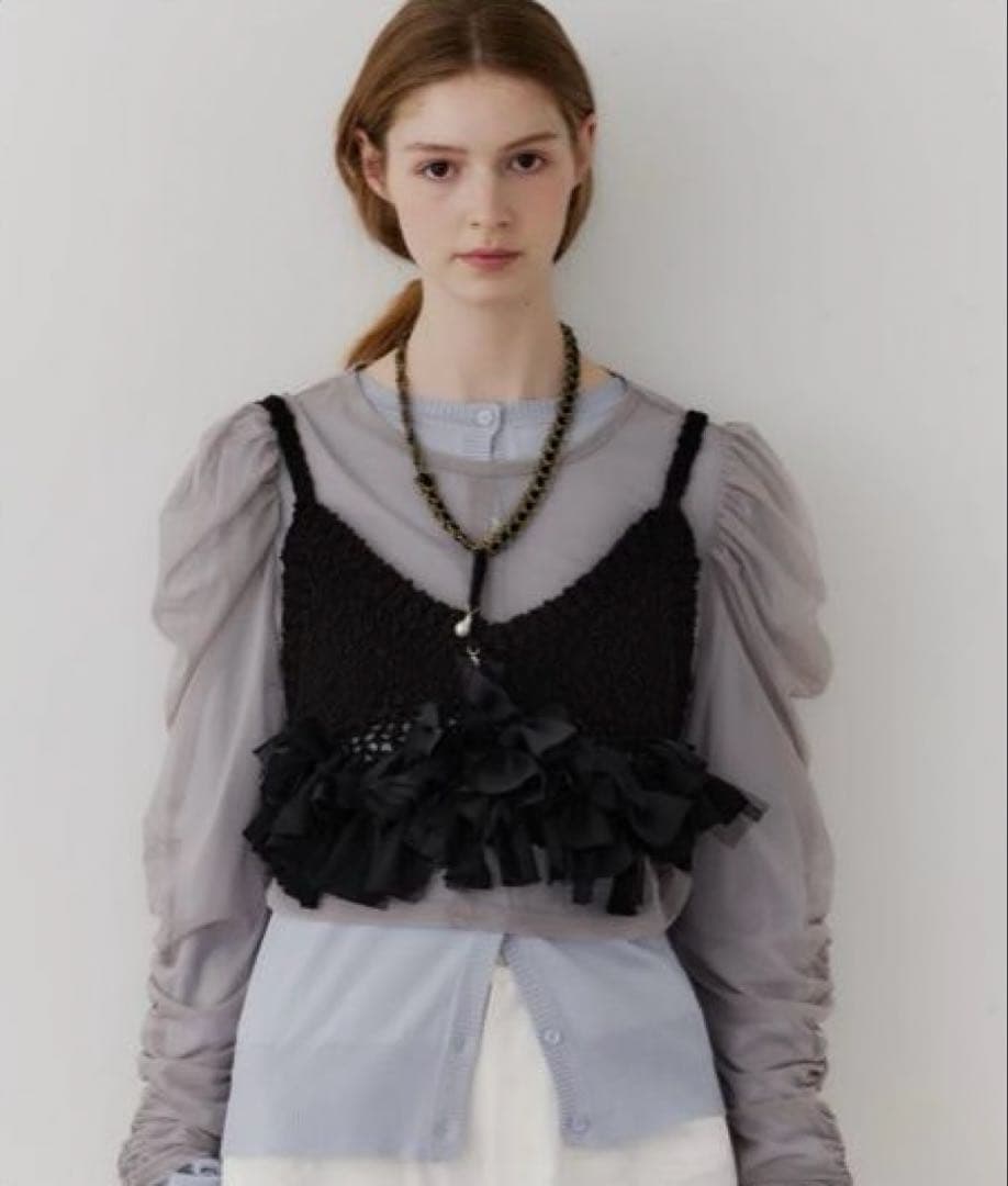 ✴︎新品未使用✴︎LA BELLE ETUDE メニーリボンニットビスチェ(BLK)