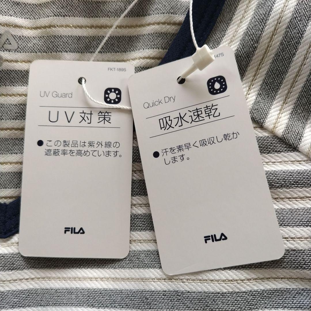 FILA UV対策 吸水速乾 Vワンピース　EL0069 Mグレーネイビー